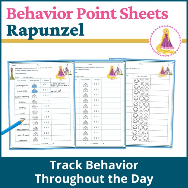 Rapunzel Student Behavior Point Sheet Daily Behavior Goal Data Editable Chart