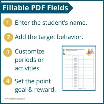 Rapunzel Student Behavior Point Sheet Daily Behavior Goal Data Editable Chart, image 3
