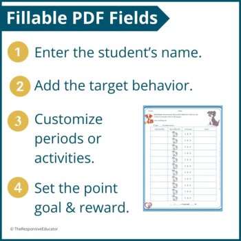 Puppies Student Behavior Point Sheet Daily Behavior Goal Data Editable Chart, image 3