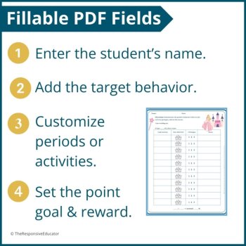 Sleeping Princess Student Behavior Point Sheet Daily Behavior Goal Data Editable, image 3
