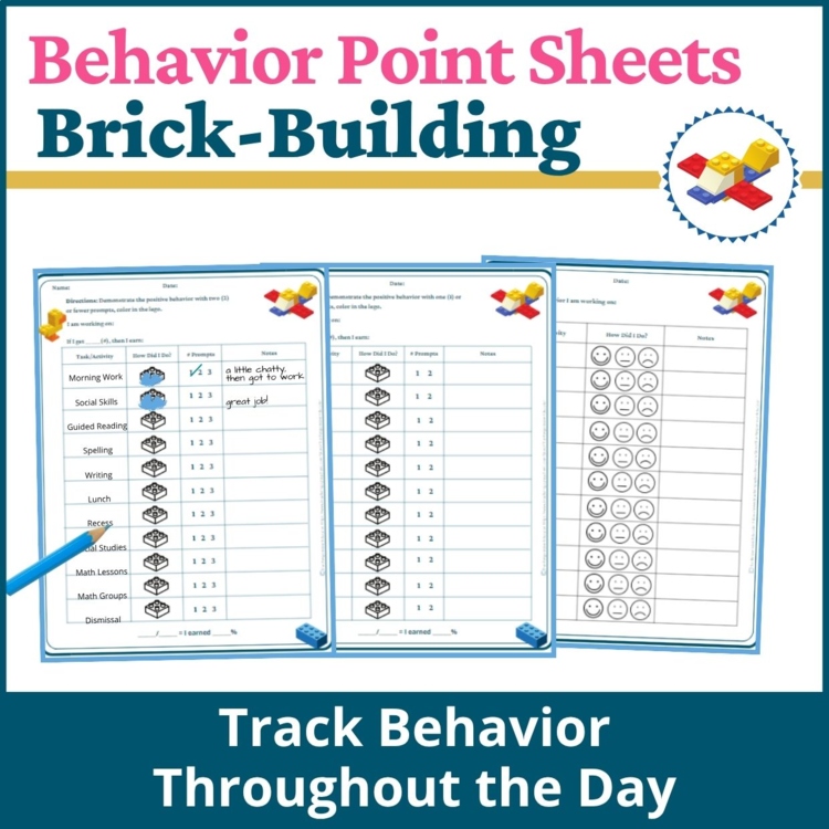 Brick-Building Student Behavior Point Sheet Daily Behavior Goal Data Editable
