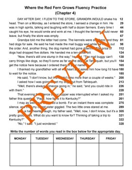 Where the Red Fern Grows (Wilson Rawls) Fluency Passages (Grades 3rd-8th), image 3