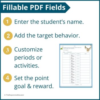 Jungle Student Behavior Point Sheet Daily Behavior Goal Data Editable Chart, image 3