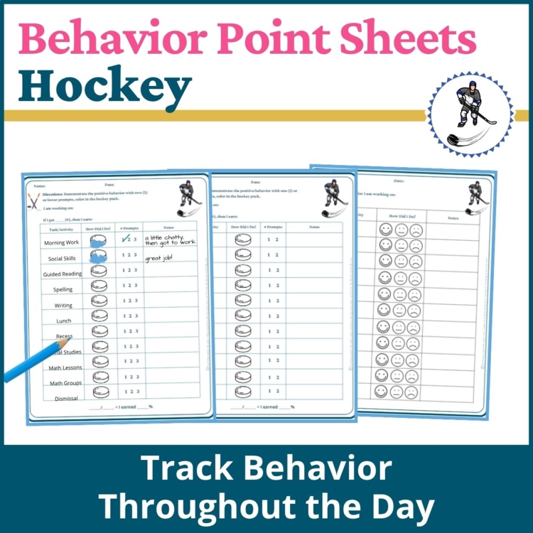 Hockey Student Behavior Point Sheet Daily Behavior Goal Data Editable Chart