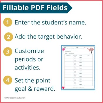 Valentine's Day Student Behavior Point Sheet Daily Behavior Goal Data Editable, image 3