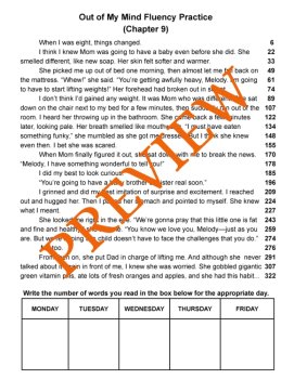 Out of My Mind Fluency Passages/Sharon M. Draper/Science of Reading Grades 3-8, image 3