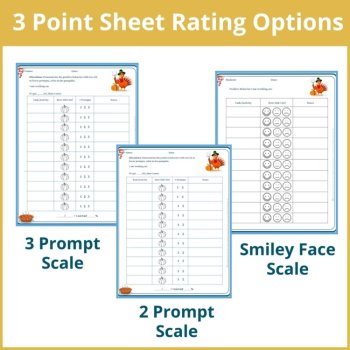 Thanksgiving Student Behavior Point Sheet Daily Behavior Goal Data Editable, image 2