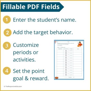 Thanksgiving Student Behavior Point Sheet Daily Behavior Goal Data Editable, image 3