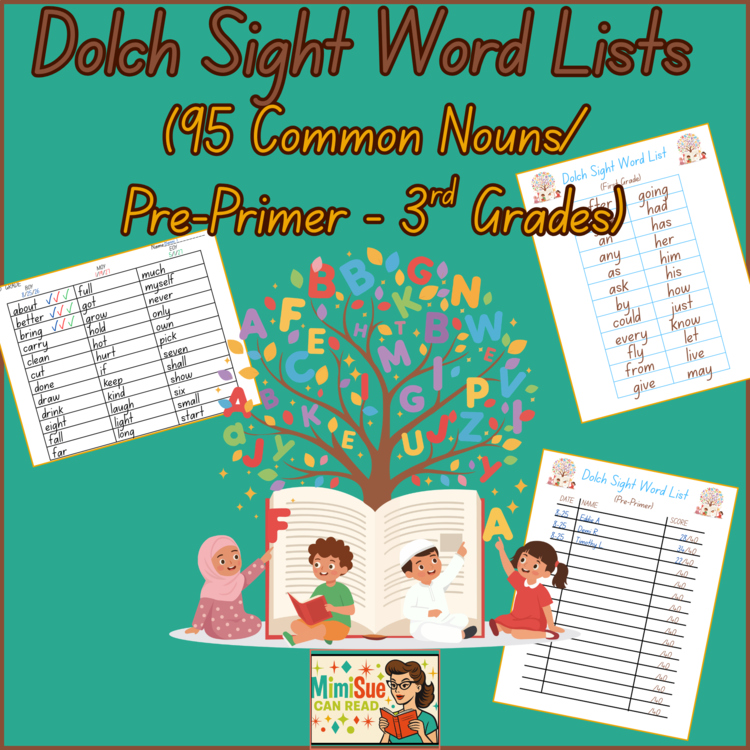 Dolch Sight Word Tracker Sets (95 Common Nouns/Pre-Primer/Primer/1st/2nd/3rd)