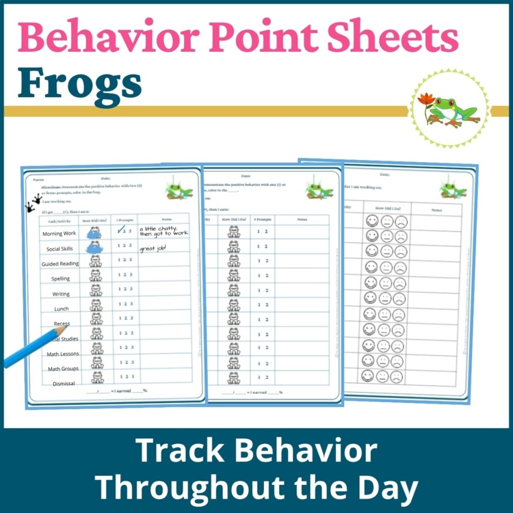 Frogs Student Behavior Point Sheet Daily Behavior Goal Data Editable Chart