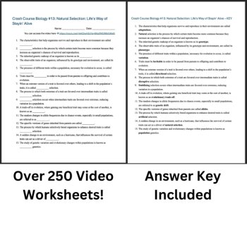 Crash Course Video Worksheets Mega Bundle | Life and Physical Science Sub Plan, image 3
