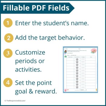 Mermaids Student Behavior Point Sheet Daily Behavior Goal Data Editable Chart, image 3