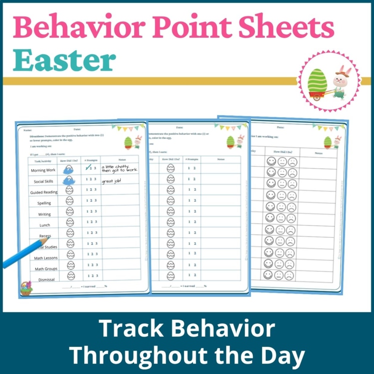 Easter Student Behavior Point Sheet Daily Behavior Goal Data Editable Chart