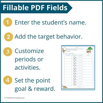 Dinosaurs Student Behavior Point Sheet Daily Behavior Goal Data Editable Chart, image 3