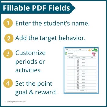 Dino Babies Student Behavior Point Sheet Daily Behavior Goal Data Editable Chart, image 3