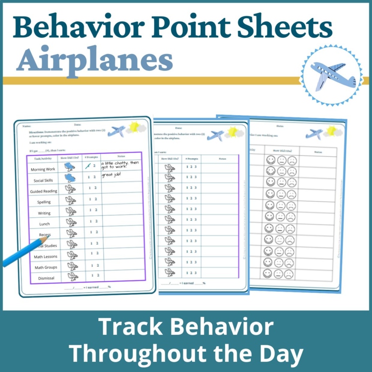 Airplanes Student Behavior Point Sheet Daily Behavior Goal Data Editable Chart