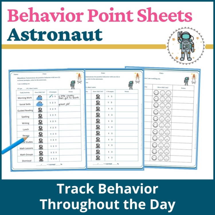 Astronaut Student Behavior Point Sheet Daily Behavior Goal Data Editable Chart