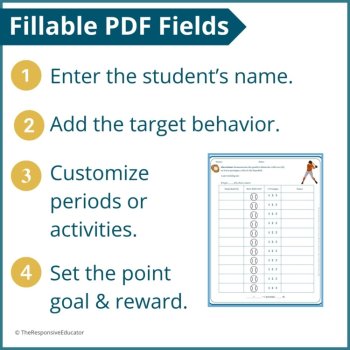 Baseball Student Behavior Point Sheet Daily Behavior Goal Data Editable Chart, image 3