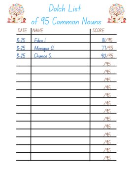 Dolch 95 Common Nouns Assessment Set: Boost Literacy Skills & Save Time!, image 4