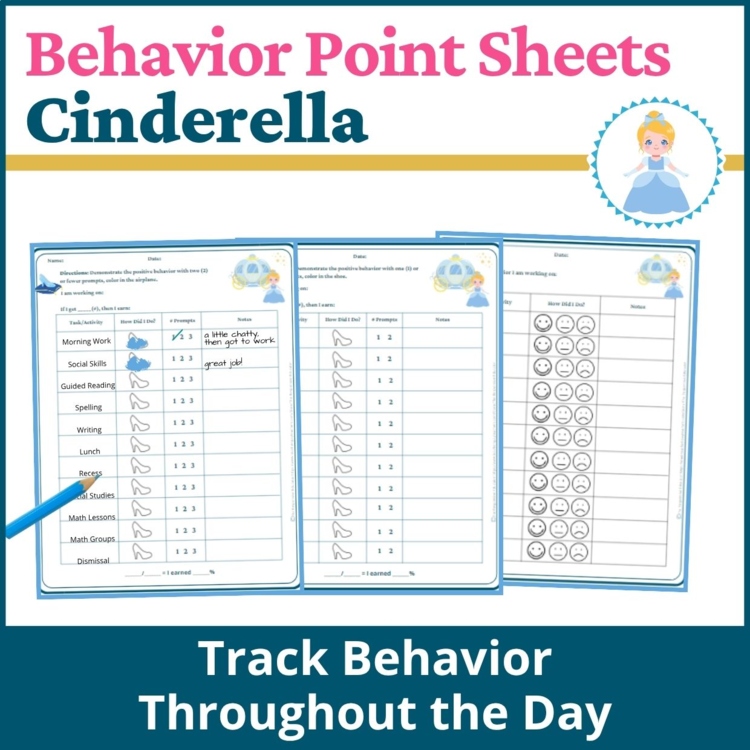 Cinderella Student Behavior Point Sheet Daily Behavior Goal Data Editable Chart