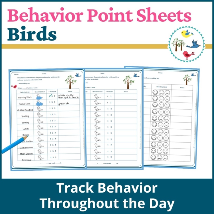 Birds Student Behavior Point Sheet Daily Behavior Goal Data Editable Chart