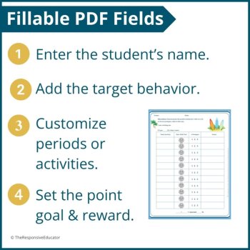 Beach Student Behavior Point Sheet Daily Behavior Goal Data Editable Chart, image 3