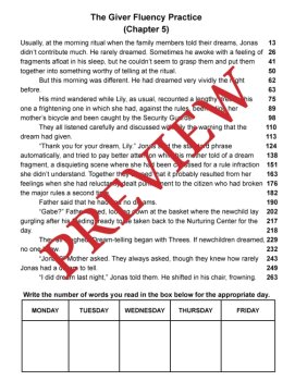 The Giver 23 Novel Fluency Passages: Chapter-by-Chapter, image 3