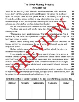 The Giver 23 Novel Fluency Passages: Chapter-by-Chapter, image 4