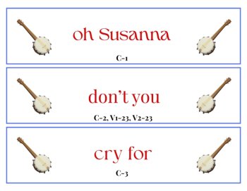 Lyric Sequencing Game Cards-Oh Susanna (Hands-On Literacy & Music) Grades 1-6, image 4