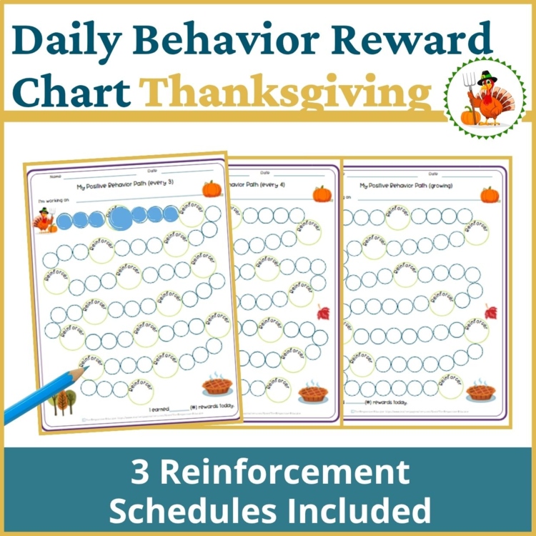 Thanksgiving Student Daily Behavior Incentive Reward Chart Student Reinforcement