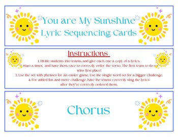 You Are My Sunshine Lyric Sequencing Cards | Music & (Hands-On Literacy & Music), image 3