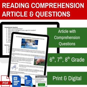 Gene-Edited Pigs and Xenotransplantation Reading | 6th, 7th, 8th Grade | CRISPR, image 2