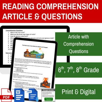 The Rock Cycle Reading | 6th, 7th, 8th Grade | How Rocks Are Made and Changed, image 2