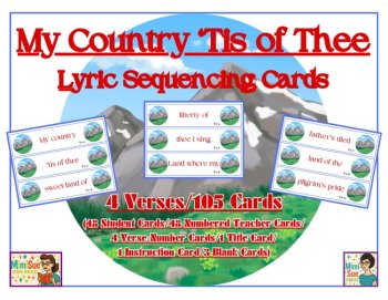 Patriotic/American Folk Music Song Lyric BUNDLE Sequencing Card Game Elementary, image 4