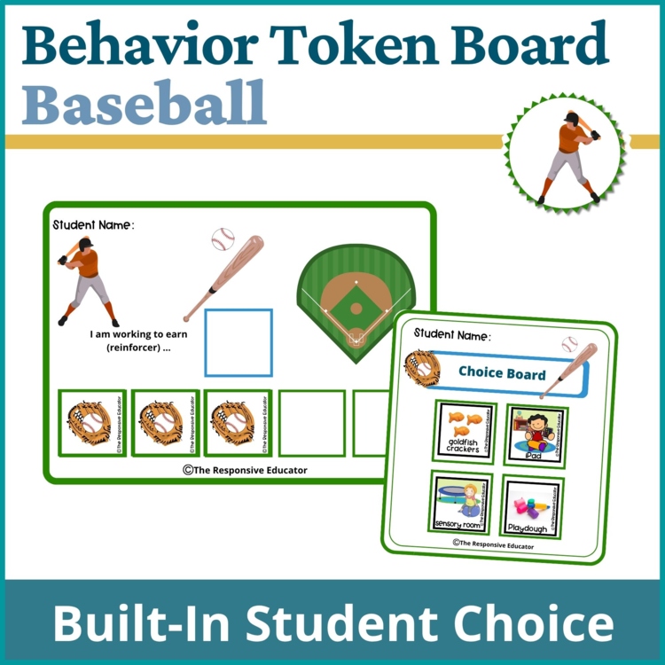 Baseball Student Behavior Token Board I Am Working For Reward System