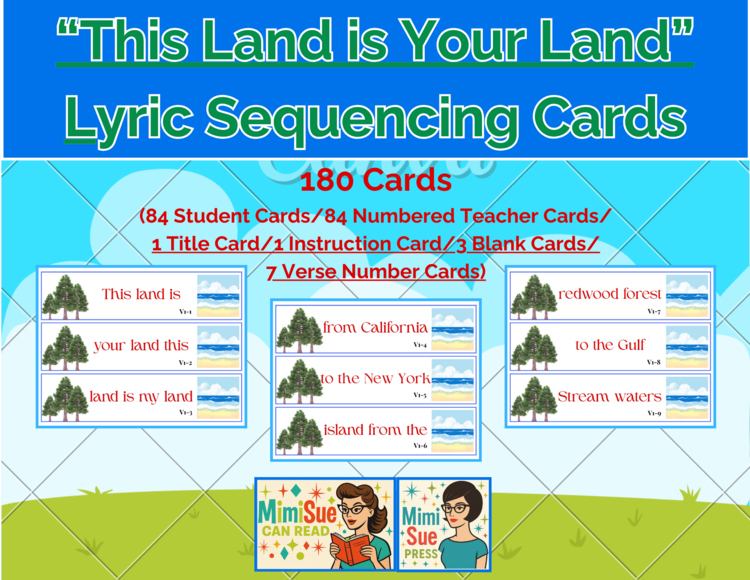 This Land Is Your Land Lyric Sequencing Cards  Hands-On Literacy & Music Game