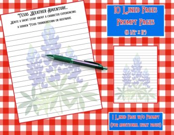 Texas Writing Prompts for 4th/5th Grade Bluebonnet Printable Writing Pages, image 2