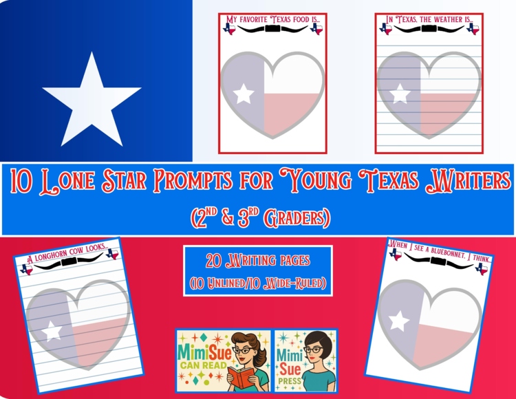 Young Texas Writers: Lone Star Themed Prompts & Paper (2nd/3rd Grade)