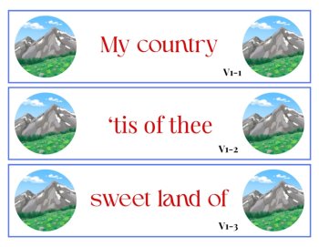 My Country ’Tis of Thee Lyric Sequencing Cards Patriotic Song Lesson 105 Cards, image 3