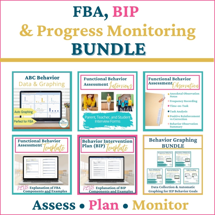 IEP Goal Tracking Behavior FBA BIP Data Tracking Sheets IEP & ABC Behavior Chart
