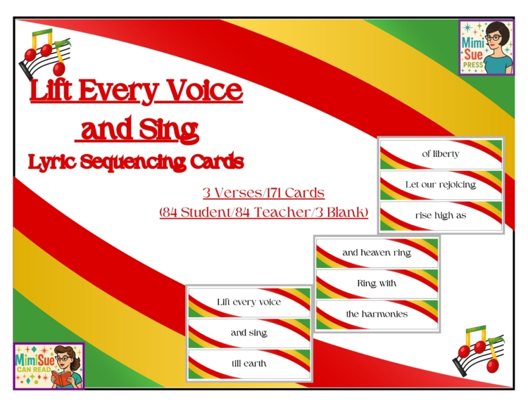 “Lift Every Voice and Sing” Lyric Sequencing Cards/Black History Month Lesson