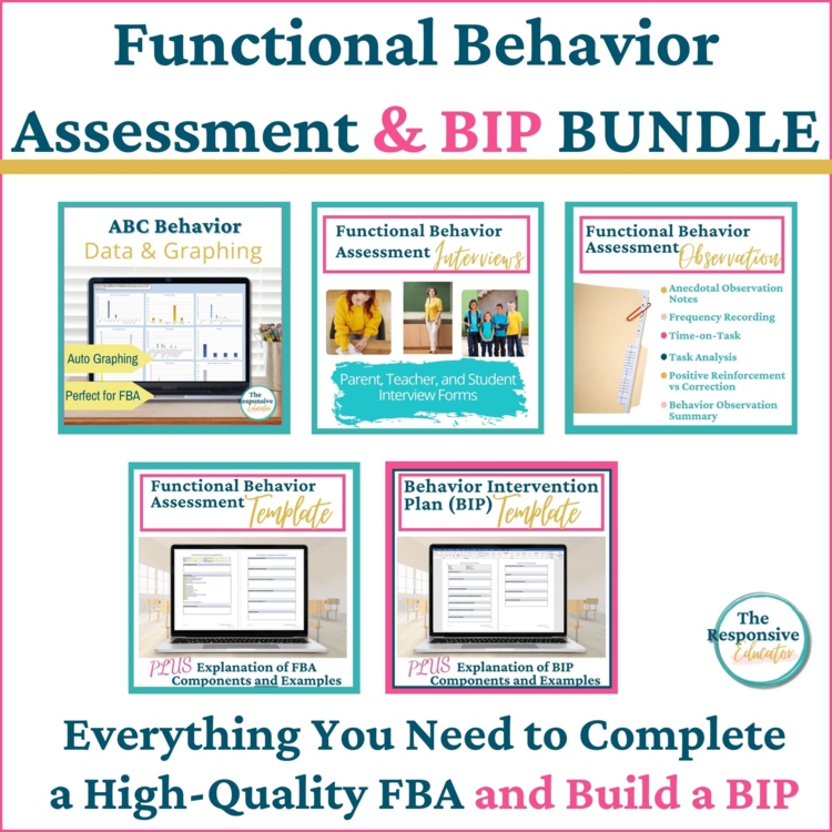 Functional Behavioral Assessment Form, ABC Data Sheet, Behavior Plan Template