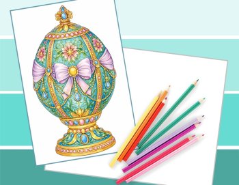 Fabergé-Style Egg Coloring Pages For Adults & Older Students Digital Download, image 3