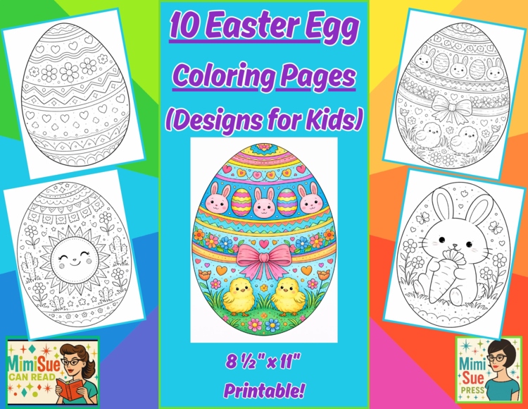 Easter Egg Coloring Pages | Printable & Digital Download NO-PREP Activity