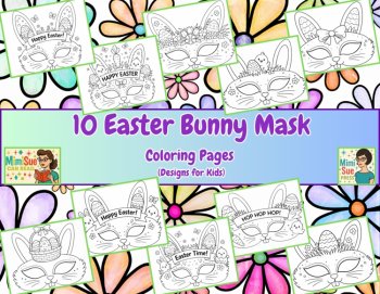 10 Easter Bunny Mask Coloring Pages  Designs for Kids Digital/Printable Download, image 2