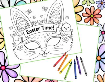 10 Easter Bunny Mask Coloring Pages  Designs for Kids Digital/Printable Download, image 3