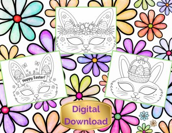 10 Easter Bunny Mask Coloring Pages  Designs for Kids Digital/Printable Download, image 4