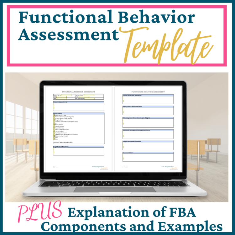 Functional Behavior Assessment Form, FBA Template, FBA Example