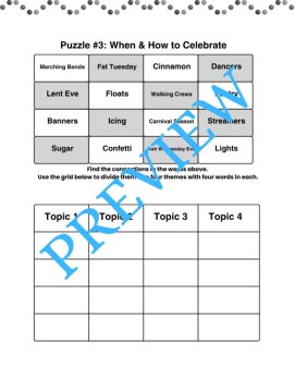 10 Mardi Gras Word Connections Puzzles – Advanced Edition, image 4