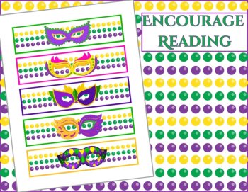 Beads & Masks! Mardi Gras Printable Bookmarks Digital Printable Download, image 2